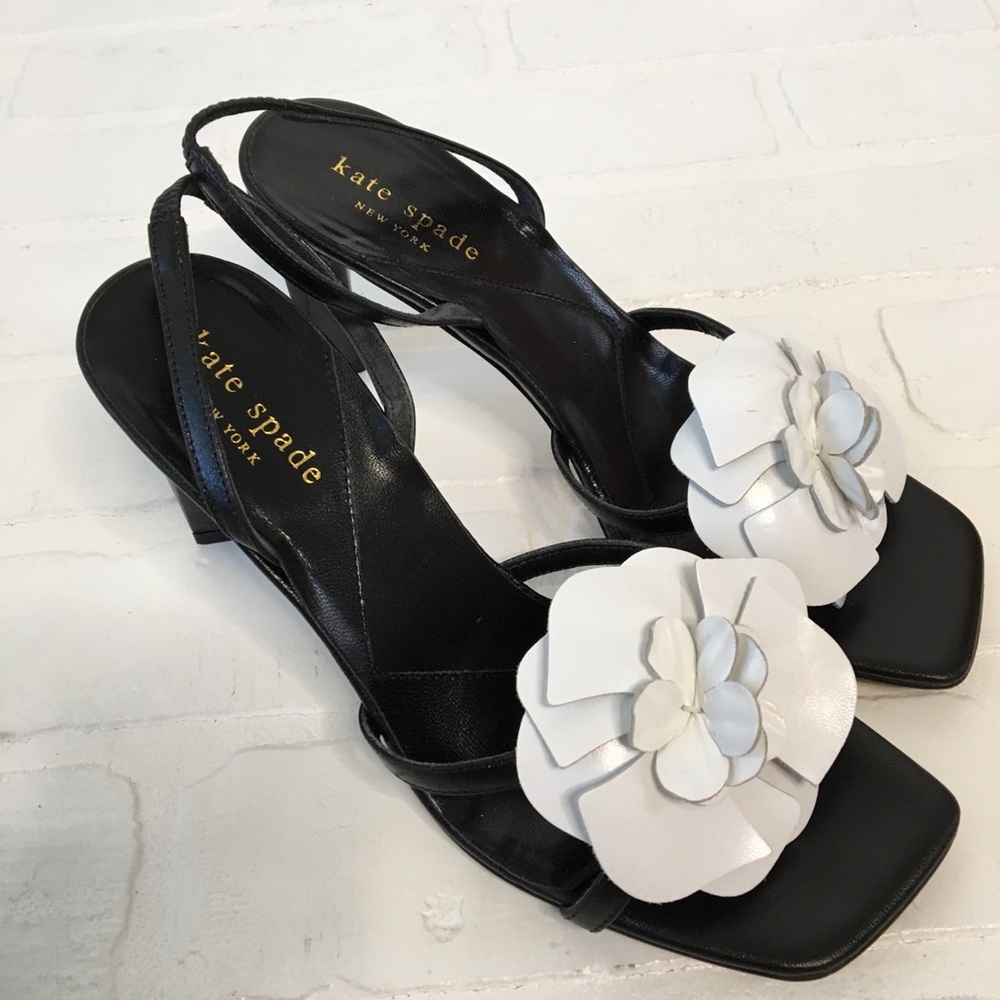 Kate Spade ♠️ Black sling back with flower 6